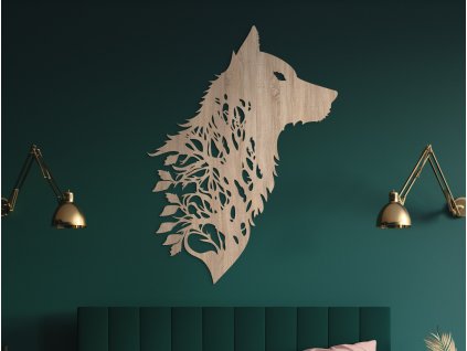 Décoration en bois Loup dans les buissons