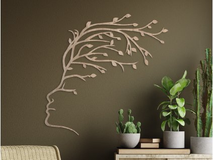 Décoration murale en bois Visage Arbre dans le vent