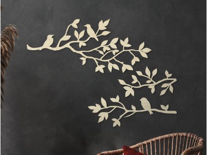 Décoration en bois Oiseaux sur des branches