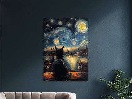 64015 1 obraz macka pod hviezdami