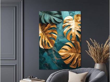 64240 1 obraz zlata monstera