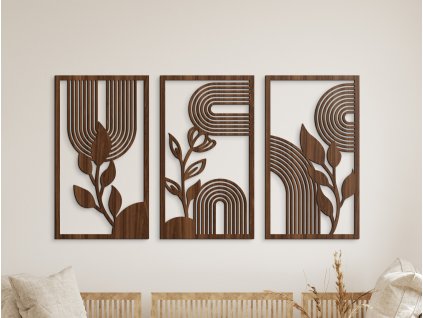 Tableau en 3 parties Formes et feuilles