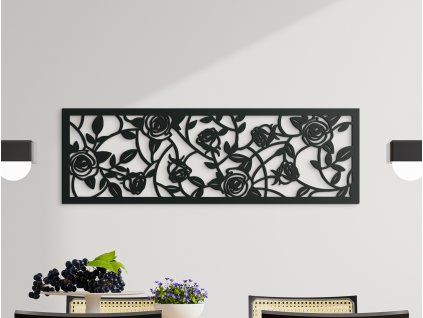 Drevený panel na stenu Ruže (Dimensions du tableau 42,5 x 133 cm, Couleur du tableau Anthracite)