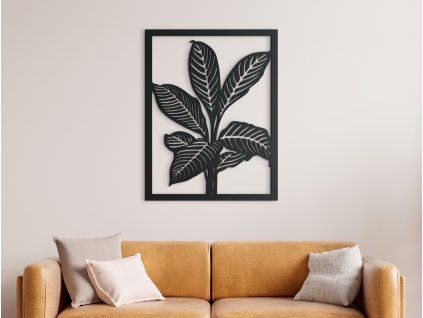 Tableau sculpté Feuilles déployées (Couleur du tableau Gris, Dimensions du tableau 22,5 x 29 cm)