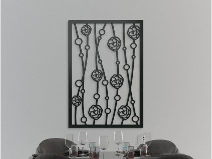 Tableau moderne pour mur Fleurs (Couleur du tableau Gris, Dimensions du tableau 44,5 x 30,5 cm)