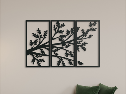 Tableau 3D pour mur Branches d'arbre (Couleur du tableau Gris, Dimensions du tableau 85,5 x 133 cm)