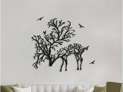 Sticker mural 3D Cerf (Couleur du tableau Gris, Dimensions du tableau 39 x 44,5 cm)