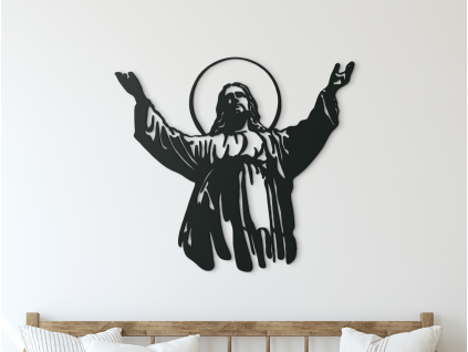 Sticker mural Christ (Couleur du tableau Gris, Dimensions du tableau 79 x 89 cm)