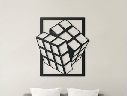 Tableau 3D en bois Rubik's cube (Couleur du tableau Gris, Dimensions du tableau 23 x 25,5 cm)