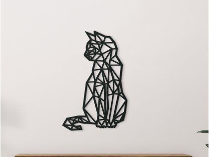Sticker mural Chat polygonal (Couleur du tableau Gris, Dimensions du tableau 31,5 x 21,5 cm)
