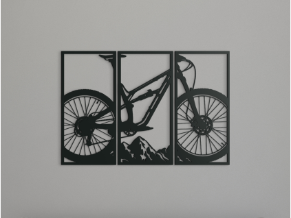 Tableau triptyque Vélo (Couleur du tableau Gris, Dimensions du tableau 31,5 x 46,5 cm)