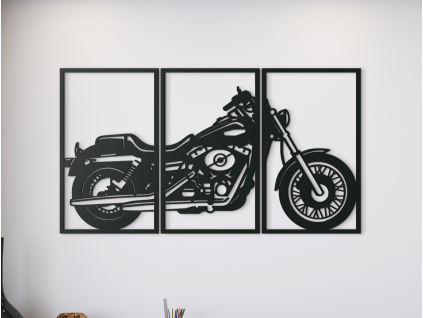 Tableau triptyque Moto (Couleur du tableau Gris, Dimensions du tableau 25,5 x 46,5 cm)