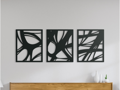Tableau triptyque Modernité (Couleur du tableau Gris, Dimensions du tableau 18,5 x 45,5 cm)