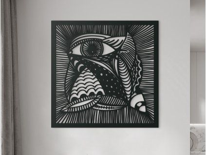 Tableau abstrait Regard (Couleur du tableau Gris, Dimensions du tableau 89 x 89 cm)