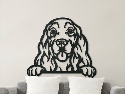 Sticker mural Cocker anglais (Couleur du tableau Gris, Dimensions du tableau 27,5 x 31,5 cm)