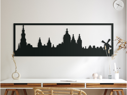 Tableau Amsterdam panorama (Couleur du tableau Gris, Dimensions du tableau 20,5 x 62 cm)