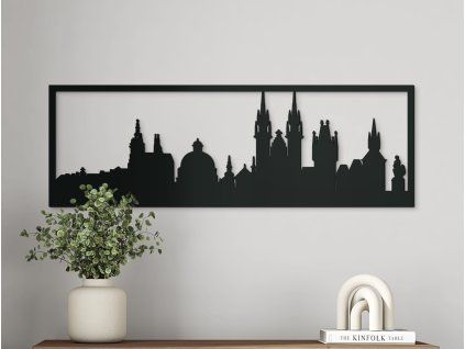 Tableau Prague panorama (Couleur du tableau Gris, Dimensions du tableau 20,5 x 62 cm)