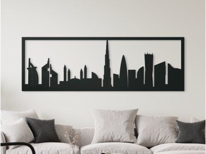 Tableau Dubaï panorama (Couleur du tableau Gris, Dimensions du tableau 20,5 x 62 cm)