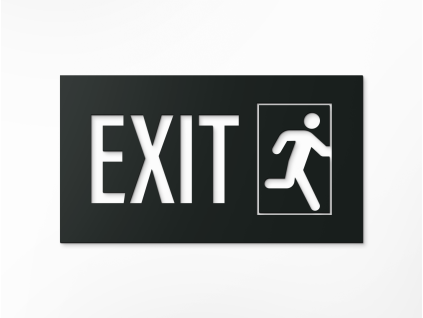 Sticker mural Sortie de secours / EXIT (Couleur du tableau Gris, Dimensions du tableau 12,5 x 22,5 cm)
