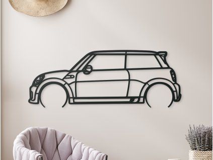 Sticker Mini Cooper 13 (Couleur du tableau Gris, Dimensions du tableau 22,5 x 60 cm)