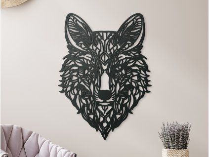 Mandala mural Esprit du loup (Couleur du tableau Gris, Dimensions du tableau 45,5 x 33,5 cm)