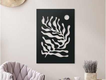 Tableau mural abstrait Coraux (Couleur du tableau Gris, Dimensions du tableau 31,5 x 22 cm)
