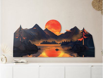 Tableau Reflets du soleil (Dimensions du tableau 24 x 52,5 cm, Finition Mate)