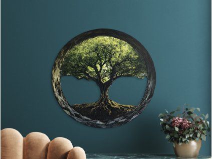 Arbre de vie circulaire Cycle (Dimensions du tableau 32 x 33,5 cm, Finition Mate)