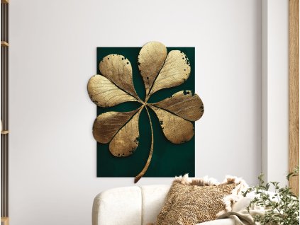 Obraz Zlatý štvorlístok (Dimensions du tableau 89 x 73 cm, Finition 3D)