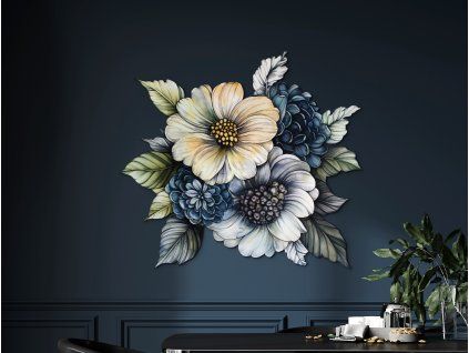 Tableau Bouquet peint (Dimensions du tableau 30 x 33 cm, Finition Mate)