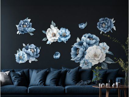 Tableau Fleurs bleues (Dimensions du tableau 31 x 47,5 cm, Finition Mate)
