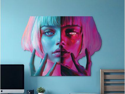 Tableau Deux visages (Dimensions du tableau 32 x 43,5 cm, Finition Mate)