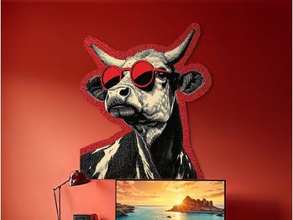 Tableau Vache stylée (Dimensions du tableau 42 x 35 cm, Finition Mate)