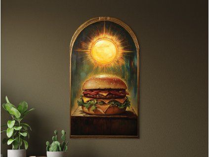 Tableau mural Célèbre hamburger (Dimensions du tableau 49 x 27,5 cm, Finition Mate)