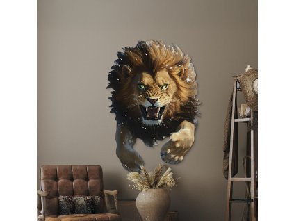 Obraz na stenu Útok leva (Dimensions du tableau 100 x 71 cm, Finition 3D)