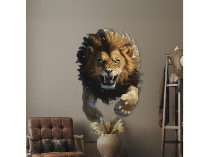 Tableau mural Attaque du lion (Dimensions du tableau 45 x 32 cm, Finition Mate)