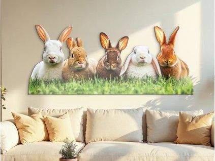 Tableau mural Lapins (Dimensions du tableau 28 x 66,5 cm, Finition Mate)