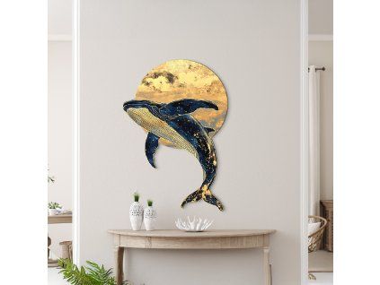 Tableau mural Baleine lunaire (Dimensions du tableau 60 x 41 cm, Finition Mate)