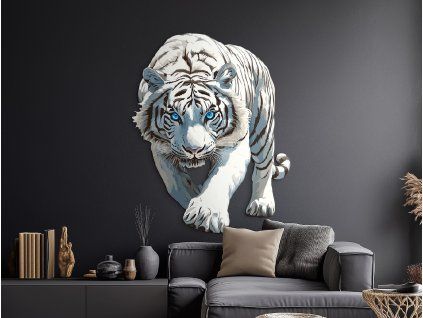 Tableau Tigre blanc (Dimensions du tableau 45 x 35,5 cm, Finition Mate)