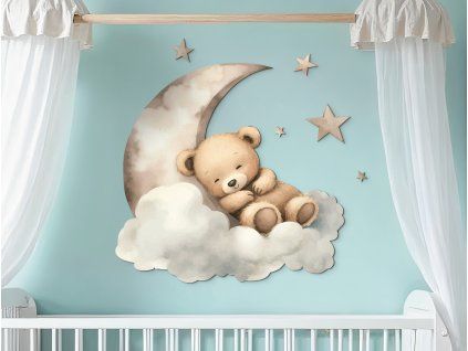 Tableau Ourson rêveur (Dimensions du tableau 30 x 31,5 cm, Finition Mate)