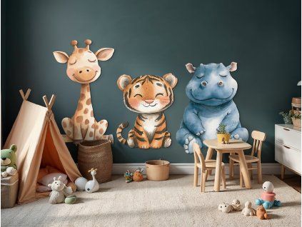 Ensemble de tableaux muraux Adorables amis (Dimensions du tableau 41 x 70 cm, Finition Mate)