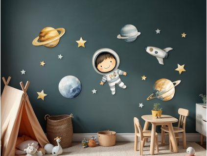 Ensemble de tableaux pour enfants Cosmonaute (Dimensions du tableau 42 x 84 cm, Finition Mate)