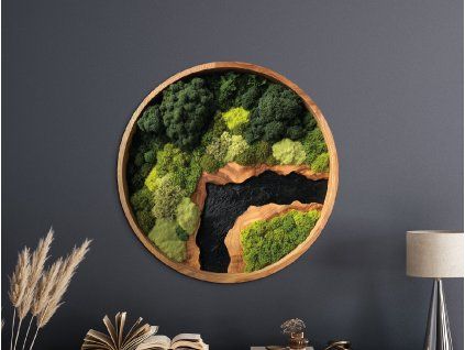 Tableau rond en mousse Souffle vert (impression UV) (Dimensions du tableau 33,5 x 33,5 cm, Finition Mate)