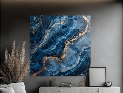 Tableau en marbre Éclat bleu (Dimensions du tableau 63 x 63 cm, Finition Mate)