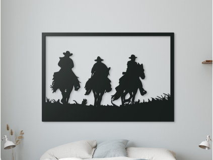 Tableau Trois cavaliers (Couleur du tableau Gris, Dimensions du tableau 30,5 x 45,5 cm)
