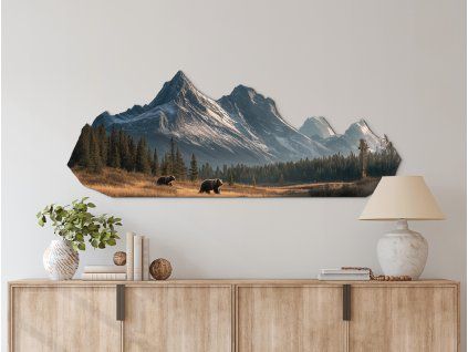 Tableau mural Prairie aux ours (Dimensions du tableau 24 x 63 cm, Finition Mate)