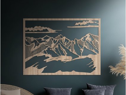 Drevený obraz Alpy (Dimensions du tableau 65 x 89 cm, Couleur du tableau Anthracite)