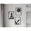 Tableau en 3 parties Phare, ancre et gouvernail