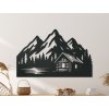 Tableau en bois Petite maison sous les montagnes