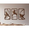 Tableau en bois en 3 parties Oiseaux gazouillants